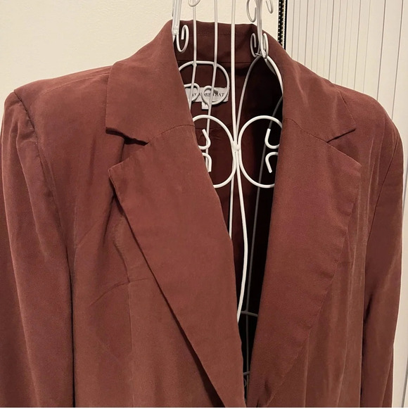 WeWoreWhat DANIELLE BERNSTEIN RELAXED BLAZER 1 button BROWN viscose blend SZ S - Picture 10 of 10